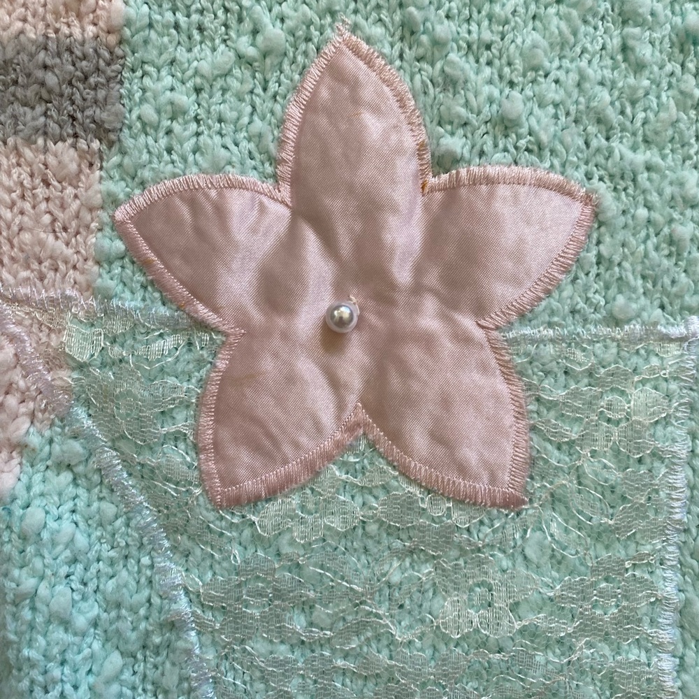 Vintage 80s 90s J.S. Fashion Pastel Chunky Knit Floral Sweater Medium Large - Picture 6 of 15